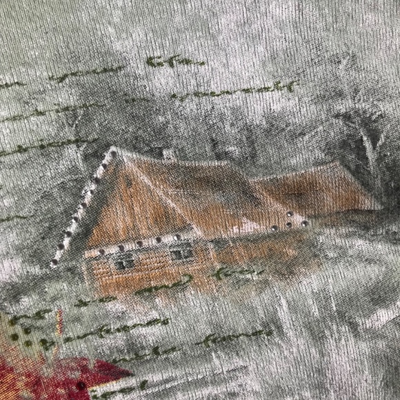 Pleasant Shade Tee Top 2x Birds Barns Leaves 3/4 Sleeve Cotton Bedazzled Bling - Picture 5 of 8